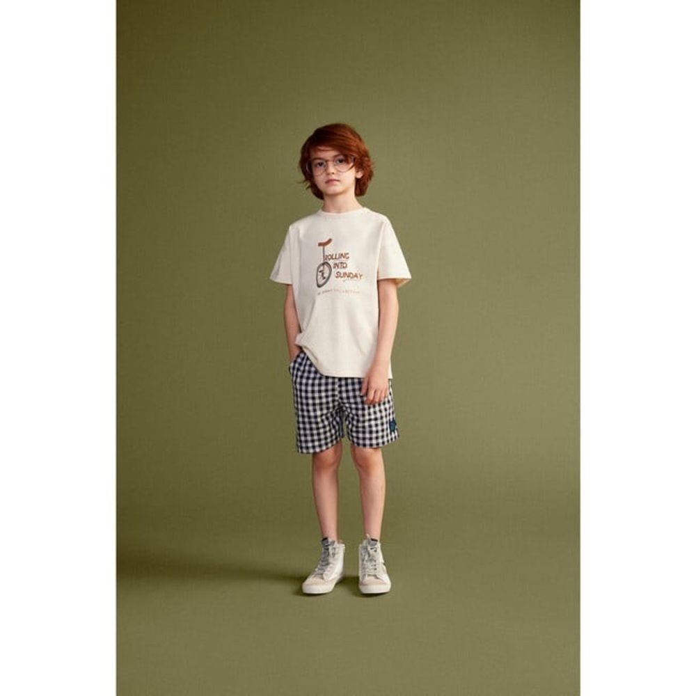 THE SUNDAY COLLECTIVE Shorts Navy Gingham Windowpane NEW with tags Size 8 Cotton